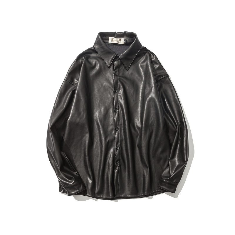 Oversized Leather Shirts That Look Good on Both Men and Women, 2023 New Style Leather Jackets for Women, Loose and Slimming Pu Leather Jackets