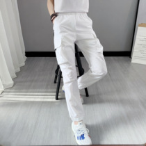 Outdoor casual pants bunched feet overalls womens Tide brand thin multi-bag pants fast-drying pants couple spring and summer sports ankle-length pants