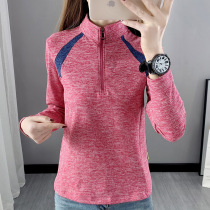 Outdoor sports fleece womens spring and autumn Korean version of slim thin style plus velvet jacket warm stand collar pullover mountaineering clothing