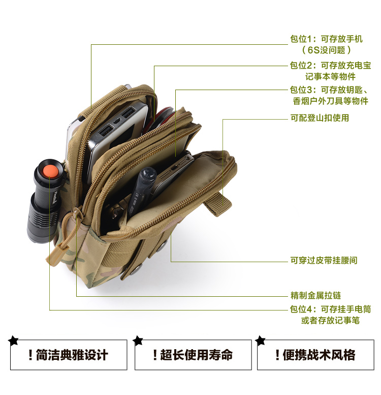 Có thể cài đặt 5,5 inch 5,8 6 inch Màn hình lớn điện thoại di động treo túi Đàn ông đeo dây kéo ví thuốc lá túi điện thoại di động túi đựng điện thoại nam