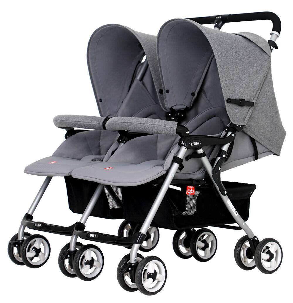 Good baby stroller twin stroller baby double stroller can sit and lie down with a wide body