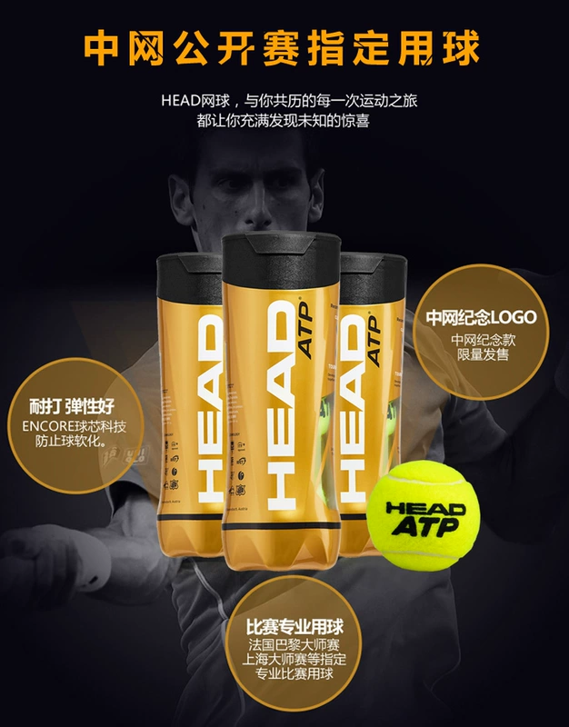 Head Hyde Gold Ball Đóng hộp Quần vợt ATP Masters Đào tạo thi đấu Bóng Davis Cup 1 Can