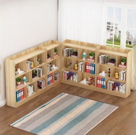 Pupil Class Bookcase Modern Classroom Simple Bookcase Library Art Round Corner Cabinet Paint Free Combination Cabinet Bookcase