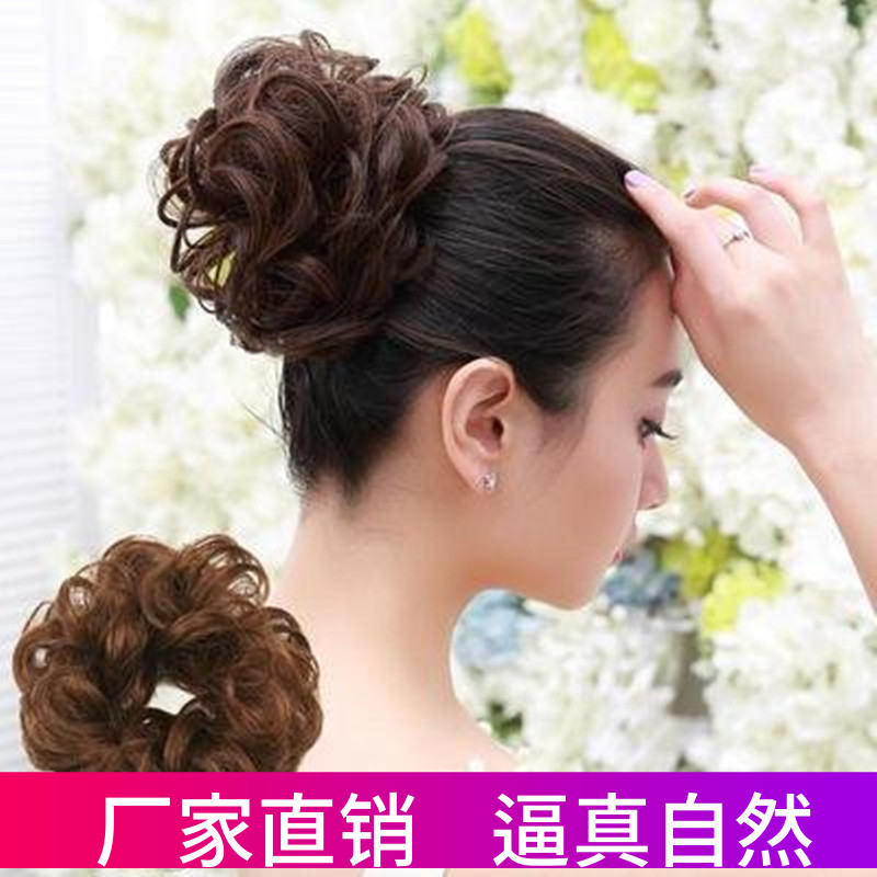 Net red wig hair ring rubber band hair package pan hair stage performance wig flower bud head flower fluffy curly hair big hair ring