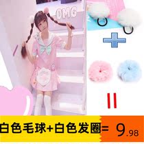 Cute soft girl loli lolita plush hair ring head rope rubber band hair accessories double ponytail cute girl heart Japanese style