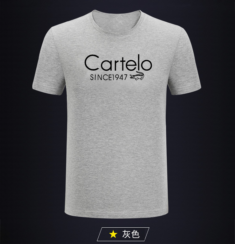Cartel / Cartier cá sấu nam mùa hè mới in màu rắn cổ tròn thả lỏng áo sơ mi tay ngắn hàng đầu áo polo nam