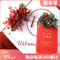 Red flower row wedding simulation floral decoration road guide wall hanging long strip water brand flower art wedding props scene layout