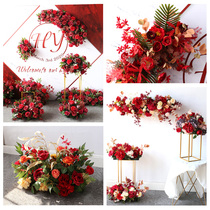 New Wedding Triangle Flower Row Floral Art Arch Window Hotel Wedding Stage Welcome Area Decoration Background Decoration Flowers