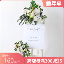 Event welcome brand decorative flower wedding guide card store price brand hanging flower custom simulation floral flower stand ornaments