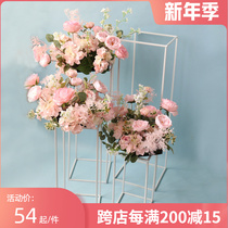 Wedding decoration white geometric flower stand box Road Guide wrought iron stage flower welcome area window decoration wedding props