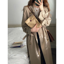 Khaki windbreaker womens spring and autumn 2021 New Korean version of long coat small man autumn coat early autumn