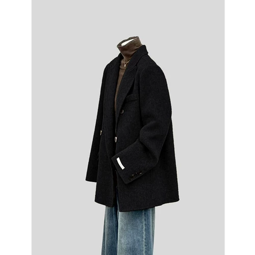 Костюм, демисезонное небольшое короткое шерстяное пальто, подходит для подростков, в корейском стиле