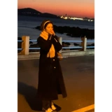 Черное шерстяное пальто, демисезонная куртка, подходит для подростков