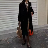 Длинное черное демисезонное шерстяное пальто, куртка, подходит для подростков, изысканный стиль