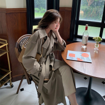 Knee trench coat female English style 2021 new spring and autumn loose foreign style small man long fashion coat coat coat