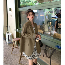 Korean version of small blazer women spring and autumn 2021 new suit small man casual jacket design sense of niche Black