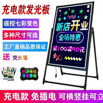 Electronic billboard led luminous fluorescent plate blackboard on floor display cards handwritten word light signs bright light night market sign