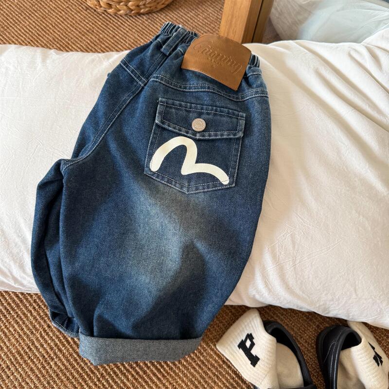 British Dhwa Children's Trousers Spring and Autumn Style Children's Clothing Boys' Jeans Baby Toddler Casual Pants Big Children's Straight-Leg Pants