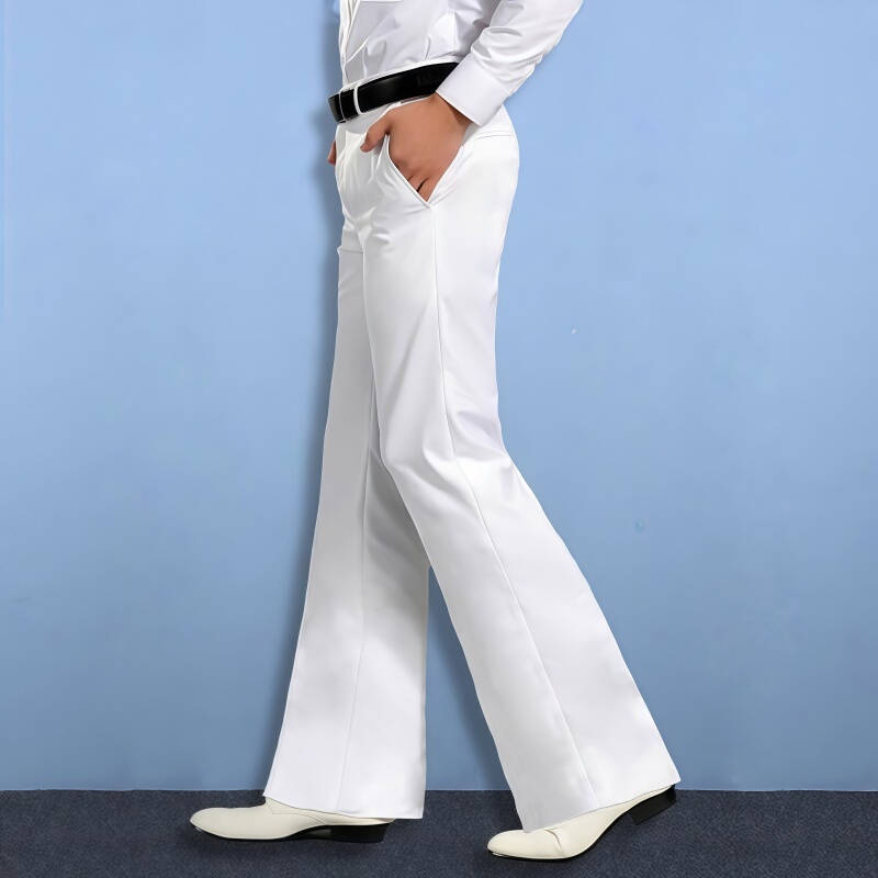 Men's Summer Loose Flared Pants, Straight-Leg, Slightly Flared, Thin, Stretchy Dress Pants with Drape, Business Casual Long Pants Men's Summer Loose Flared Pants, Straight-Leg, Slightly Flared, Thin, Stretchy Dress Pants with Drape, Business Casual Long Pants