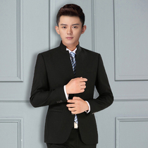 New casual tunic mens youth stand-up collar slim-fit small suit Korean version of trendy mens handsome round neck small suit jacket