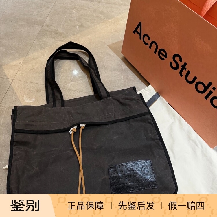 Acne Studios Unisex Oil Wax Fabric Tote Bag Shoulder Handbag