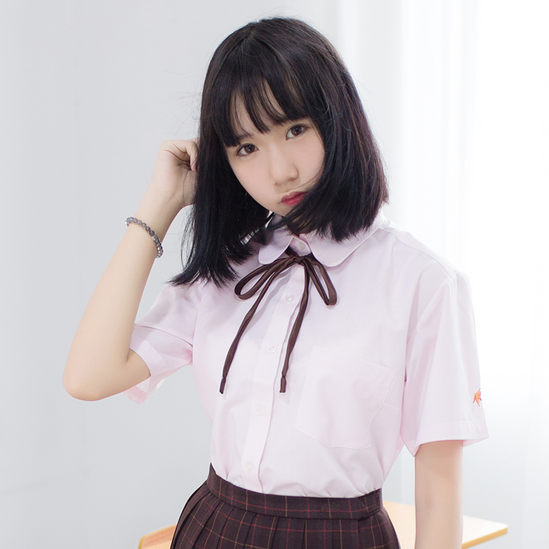 【特价免邮】短袖长袖粉色尖领/圆领百搭款学生衬衫kyouko|JK制服