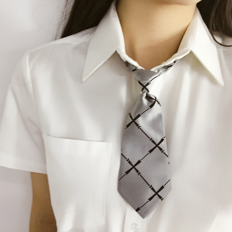 kyouko JK制服配饰 独家手作银底黑色十字架小领带