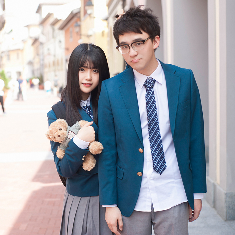 【梗豆】浅绿蓝毛料男女西服 日本校服西装kyouko专柜品质JK制服
