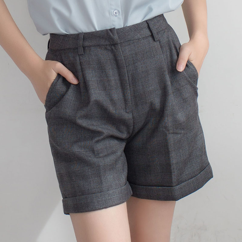 【梗豆物语】雅灰细格秋冬款 kyouko JK制服 正统西裤短裤超帅气
