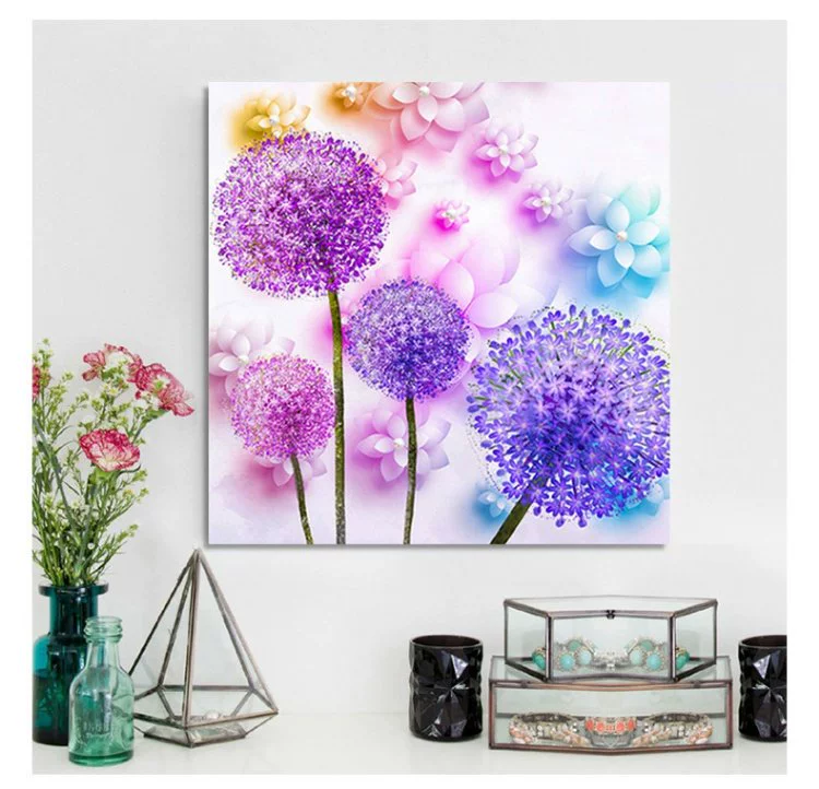 Nhỏ thêu cross stitch 2019 phòng khách mới đầy gạch kim cương hình bồ công anh 5D hiển thị một điểm kim cương dán bức tranh nhẹ - Công cụ & phụ kiện Cross-stitch giá tranh thêu chữ thập chưa thêu