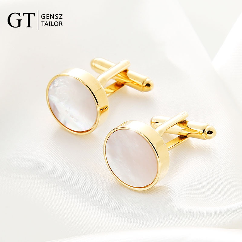 Gt Shencheng Natural Shell Cufflinks Silver Gold French Shirt Men's Gift Box Set