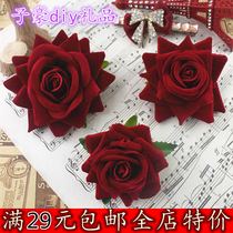 DIY simulation process flannel rose flower head flower corsage hat decoration flower shooting props arch flower ornaments