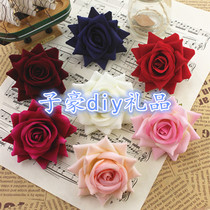 diy new fake flower simulation process flannel rose bride floral headdress wedding corsage flower wall flower flower head 7cm
