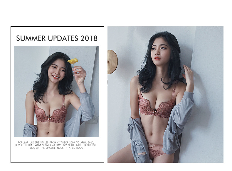 Silky Shake gợi cảm W cup dày tụ tập mà không có áo ngực Ren thêu tập hợp ngực nhỏ đồ lót cô gái áo ngực ao lot nu