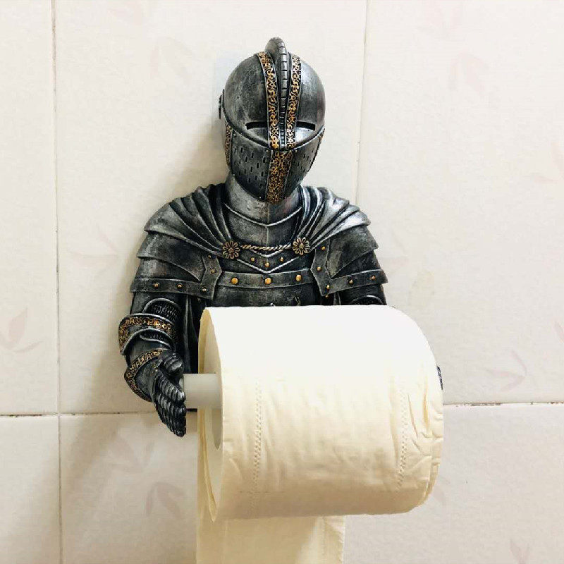 Retro Rider soldier styling toilet paper towel rack No mark hanging wall Tissue Barrel Extraction Style Paper Towel Creative Toilet Paper Rack