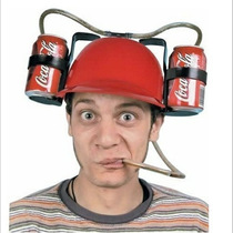 Running man hat Helmet Straw drink soda cola beer helmet Drink water hat Drink helmet Lazy man drink water cap