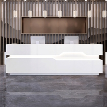 Brief Atmospheric Company Reception Desk White Baking Varnish With Lamp Office Front Desk Table Main Podcast Terrace Cashier Terrace Toddler Toddler