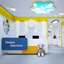 Young English Fine Arts Training Center Reception Desk Baking Lacquer Collection Silver Terrace for kindergarten Early Education Playground