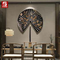 Chinese entrance wall large fan wall hanging Living room wall Zen decoration Hanging tea room wall Vintage pendant