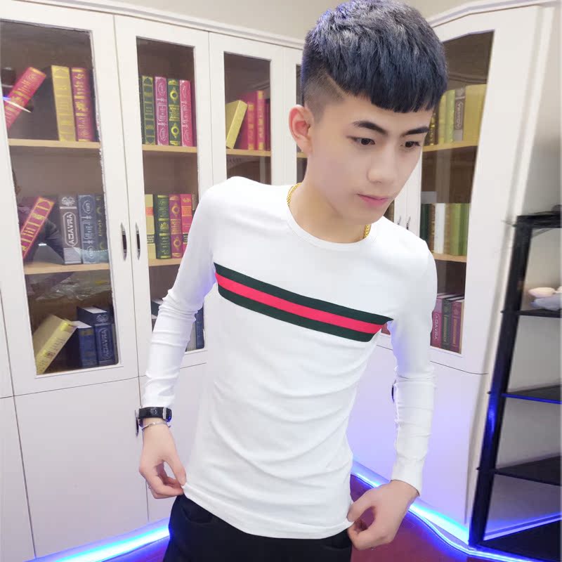 Mùa thu dài tay nam t-shirt Slim sinh viên 2017 mùa thu mới của nam giới xu hướng đáy áo mỏng đẹp trai quần áo