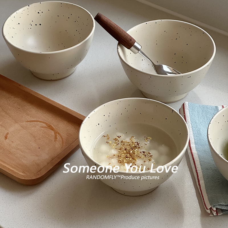 Underglaze Color ins Style Ceramic Bowl with Splash-Ink Design, Korean Retro Tableware, Fruit Yogurt Bowl, Oatmeal Dessert Bowl, Large Rice Bowl Underglaze Color ins Style Ceramic Bowl with Splash-Ink Design, Korean Retro Tableware, Fruit Yogurt Bowl, Oatmeal Dessert Bowl, Large Rice Bowl
