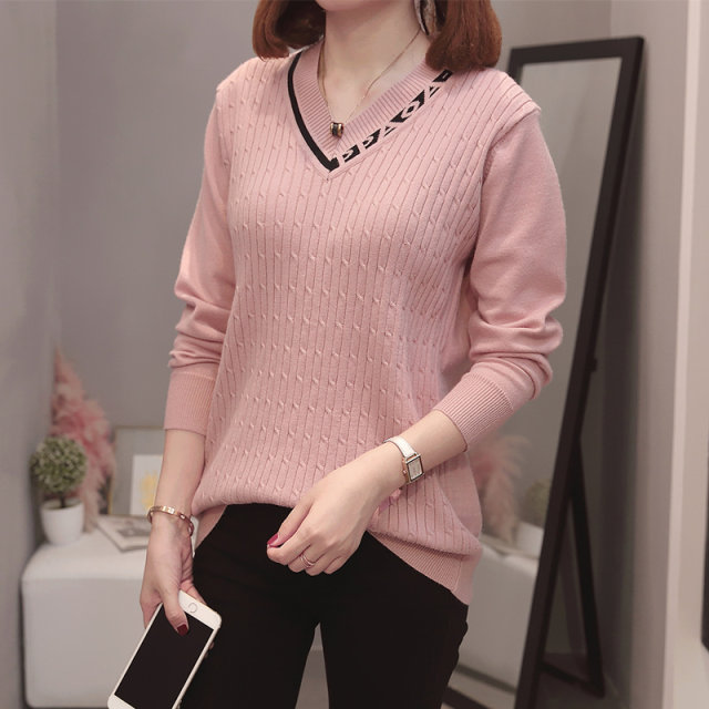 2021 autumn new style foreign sweater plus size women's fat sister cover belly knitted top bottoming shirt 200 catties