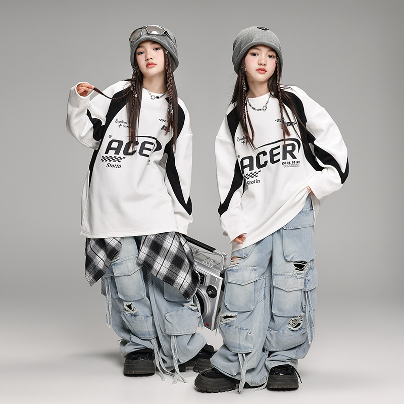 子供のストリートダンストレンディな服ヒップホップスーツベストズボンパフォーマンストレンディなブランドストリートヒップホップ子供のパフォーマンス服