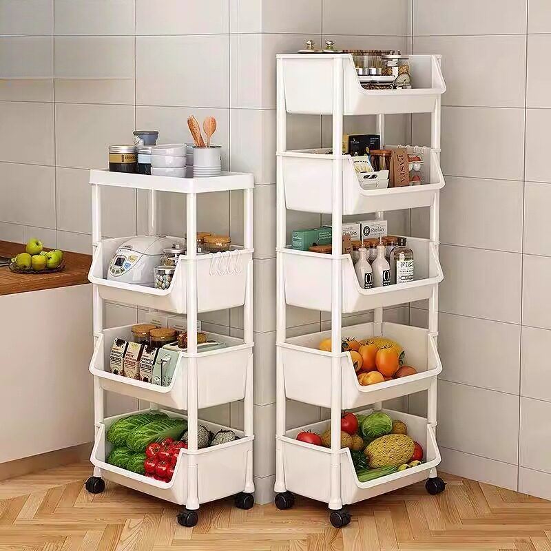 Kitchen Multi-Functional Storage Rack, Movable Trolley, Bookshelf, Floor-Standing Household Multi-Layer Snack Storage Cabinet, Storage Rack