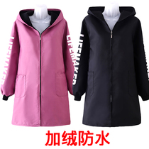 Hood Coat Long Sleeve Jacket Grown-up Woman Fashion Home Kitchen Waterproof Oil Proof Apron Work Suit Spring Autumn Plus