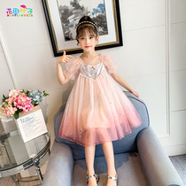 Girls Princess Dress 2021 Summer New Chinese Childrens Fangy Dress Girls Frozen Aisha Tone