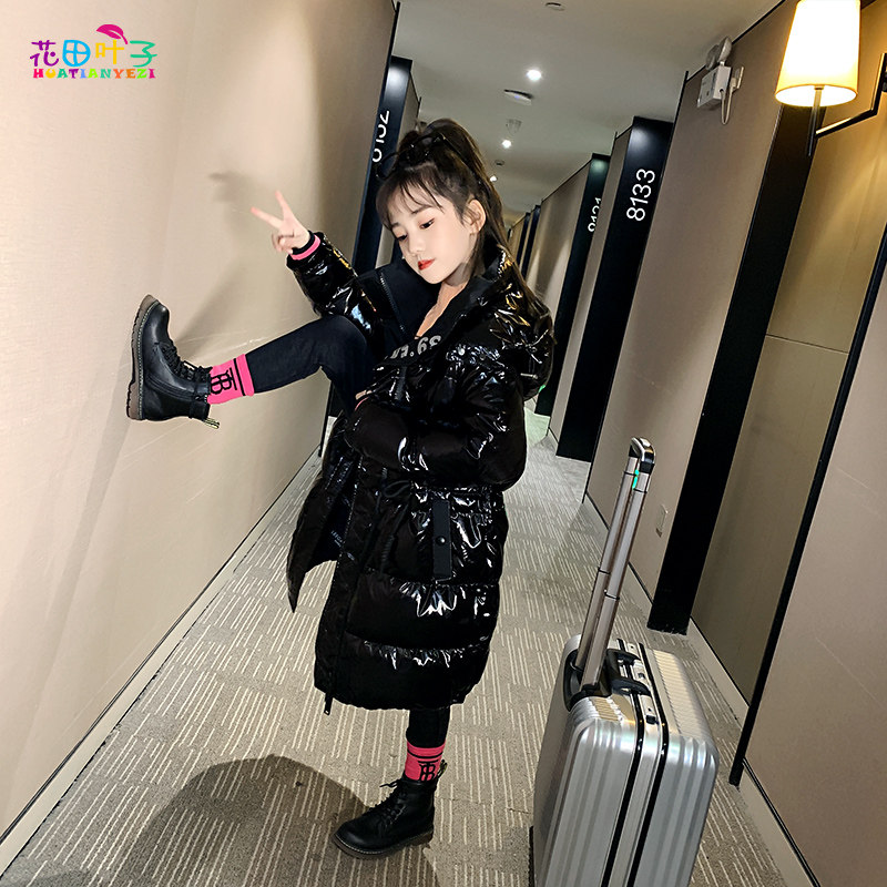 Girls shiny down jacket anti-Season 2021 new foreign atmosphere in the big children thick disposable children's long winter coat
