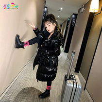 Girls shiny down jacket anti-Season 2021 new foreign atmosphere in the big children thick disposable childrens long winter coat