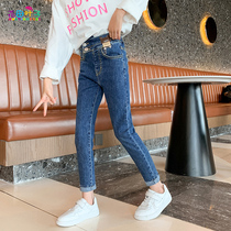 Girls jeans spring and autumn 2021 New style big childrens trousers children autumn girls pencil pants outside