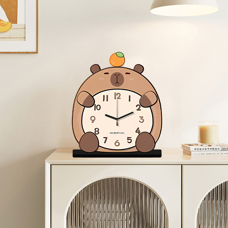 2025 New Capybara Desk Clock Living Room Clock Creative Clock Desktop Clock Home Light Luxury High-End Clock
